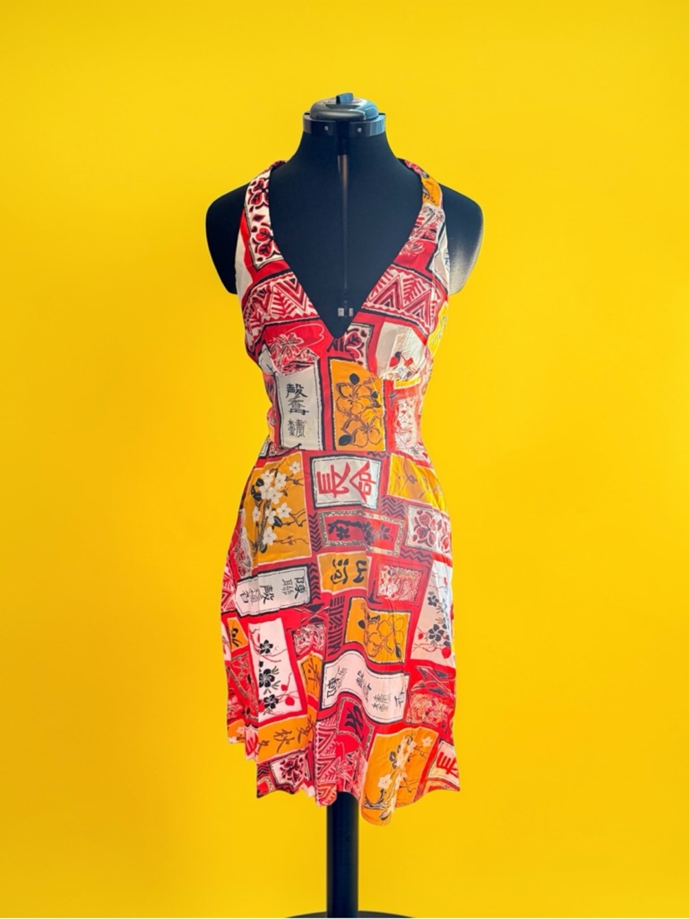 Vintage 1960s Red Novelty Print Halter Dress / Small / VLV